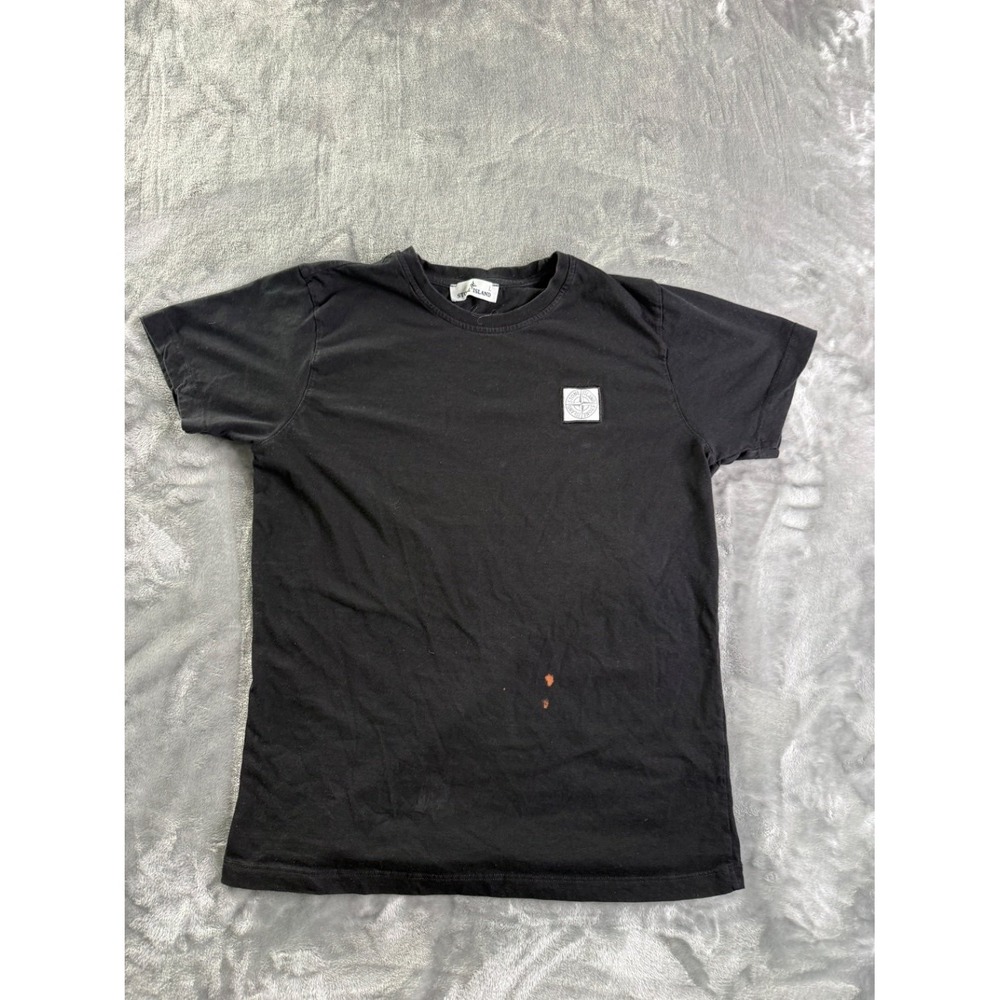 Stone Island Compass Patch T-Shirt Men's Size L Black Cotton Short Sleeve Crew